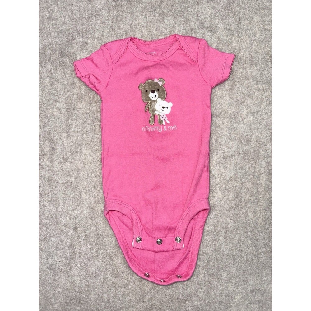 Carters Girls 3 Month Pink Body Suit Short Sleeve Mommy & Me Teddy Bear